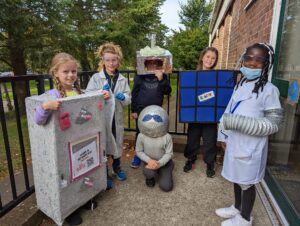 Children and staff at Horsmonden are seen dressed up in 'innovative' costumes to mark the end of Innovation Week.